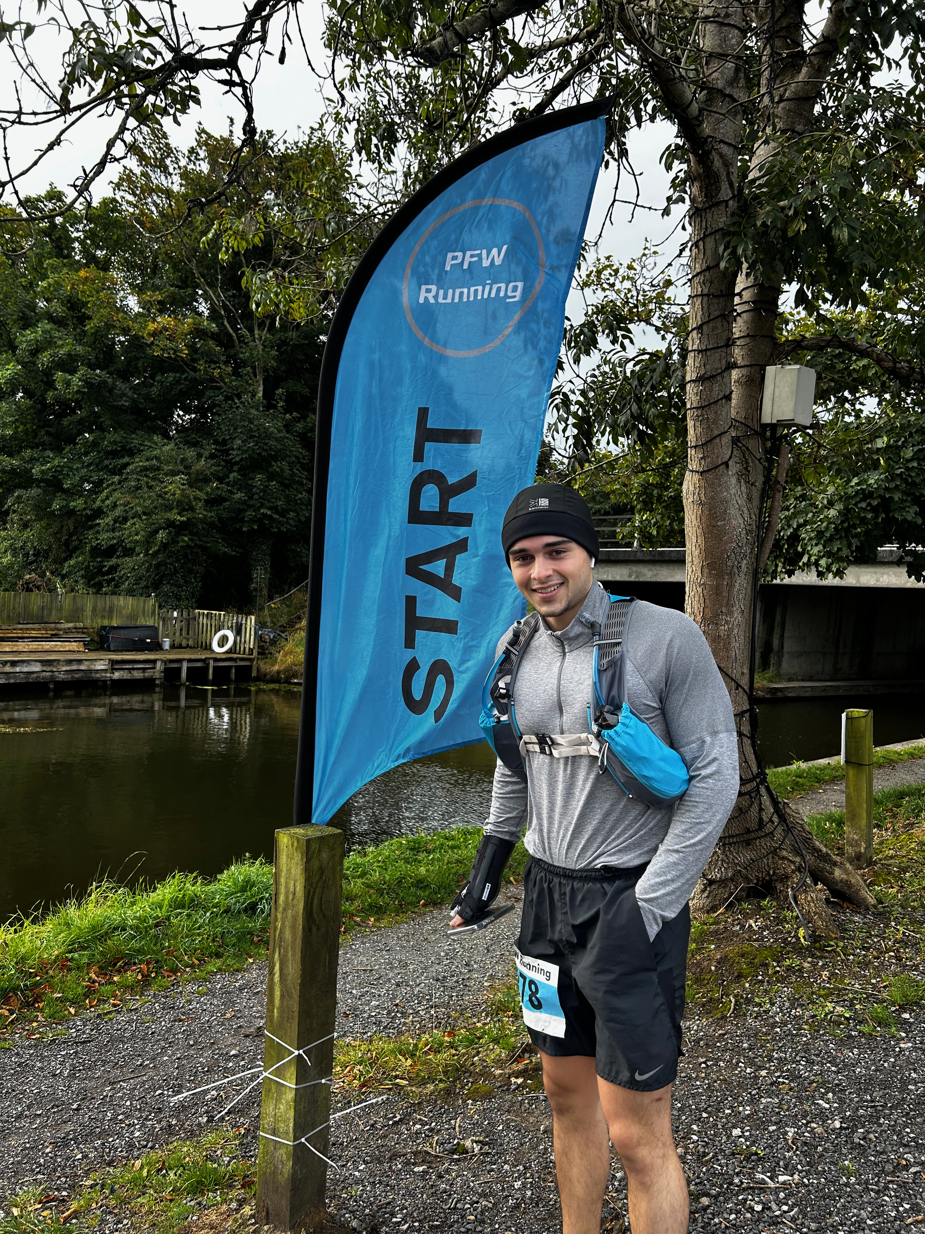 Arun on the start line of the Bridgeathon Marathon